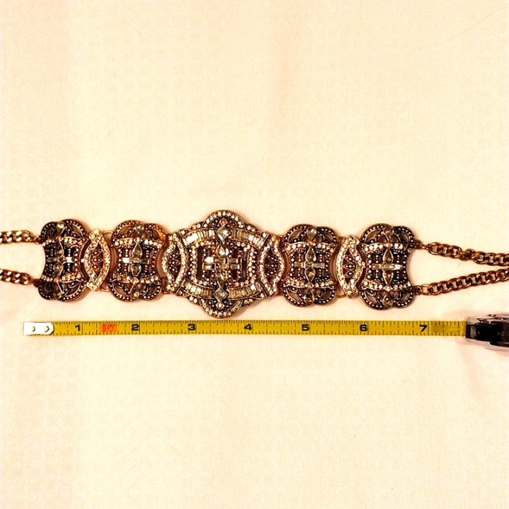 Celebrity Style SUPER BLING Heavy Crystal Rhinestone Choker Necklace Brass color - Picture 9 of 15